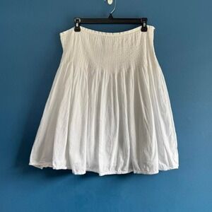 Vintage White Midi Skirt Women's Size 12 Cotton Pleated Lace Coquette Fairycore